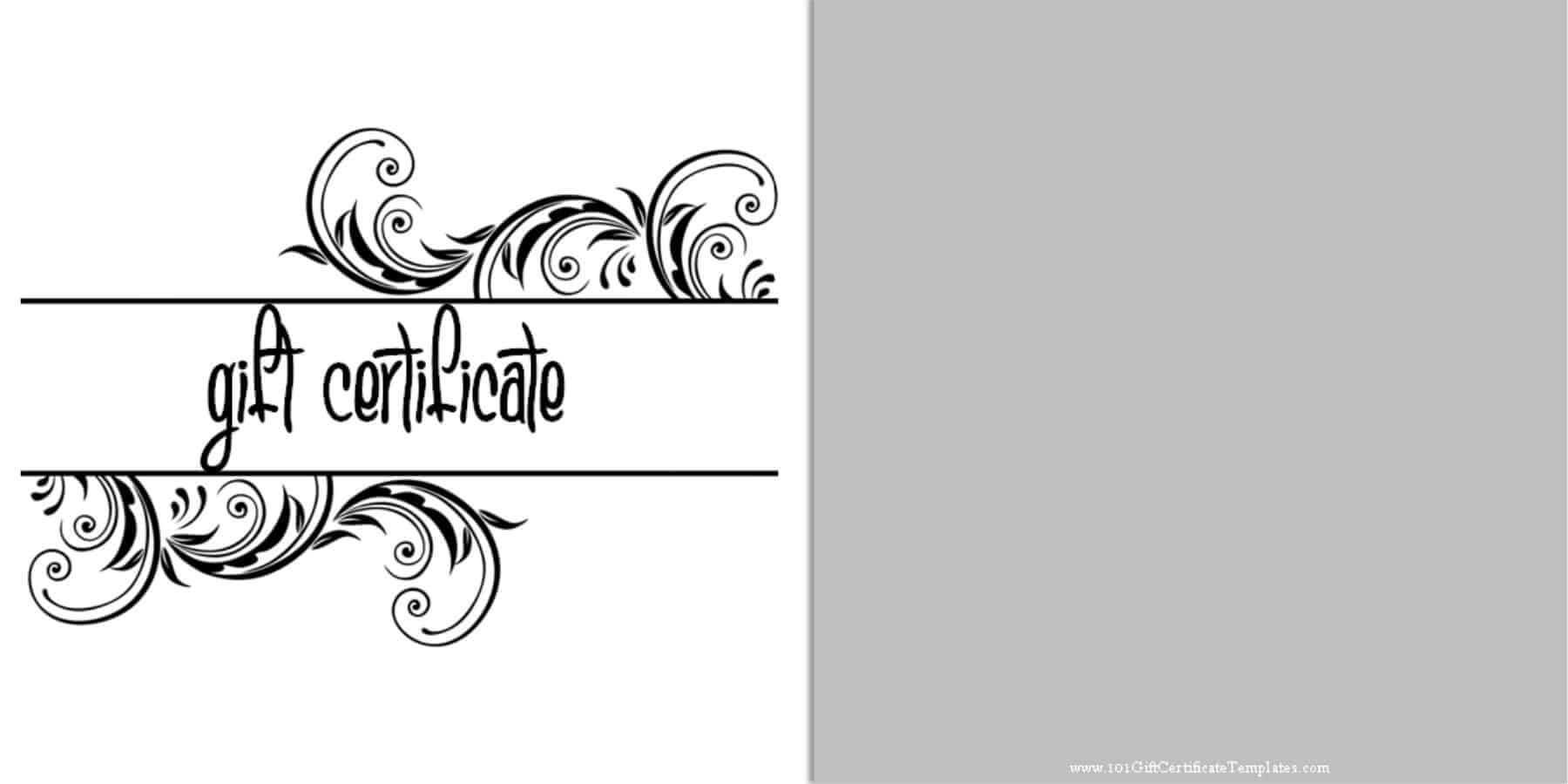 Printable Gift Certificate Templates Inside Black And White Gift Certificate Template Free