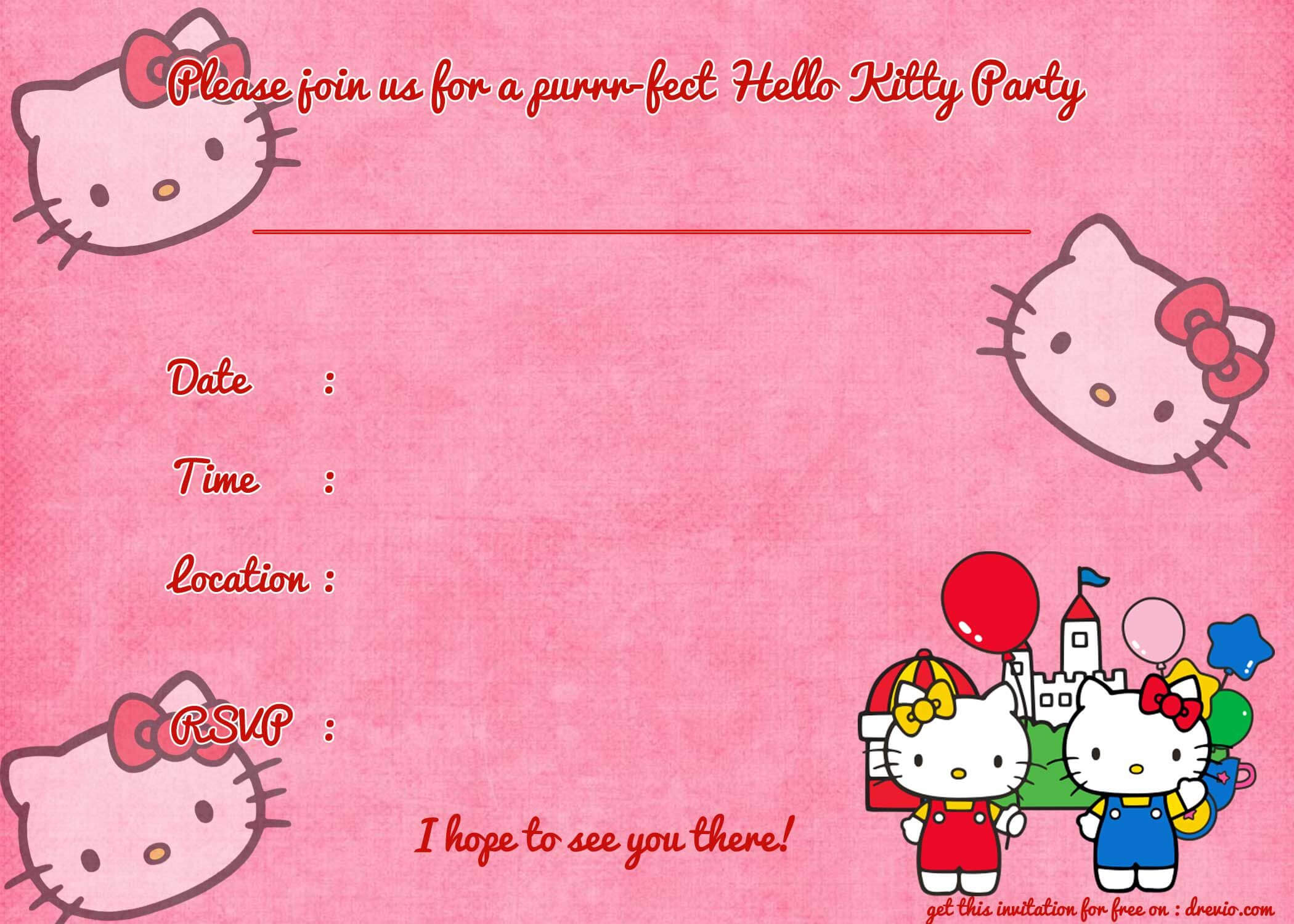 Printable Hello Kitty Birthday Invitation Template | Hello Within Hello Kitty Birthday Card Template Free