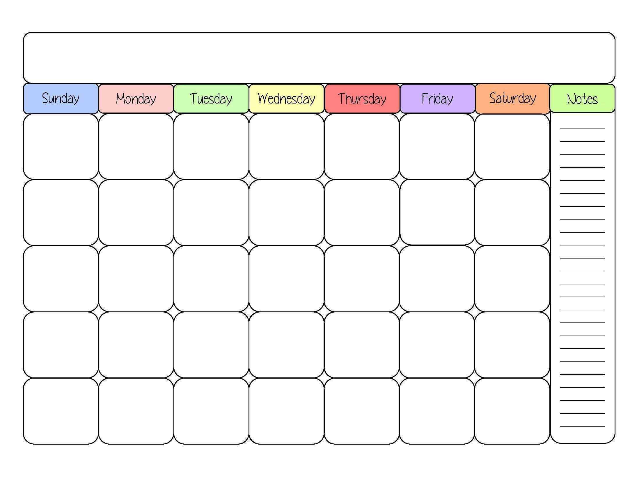 Blank One Month Calendar Template