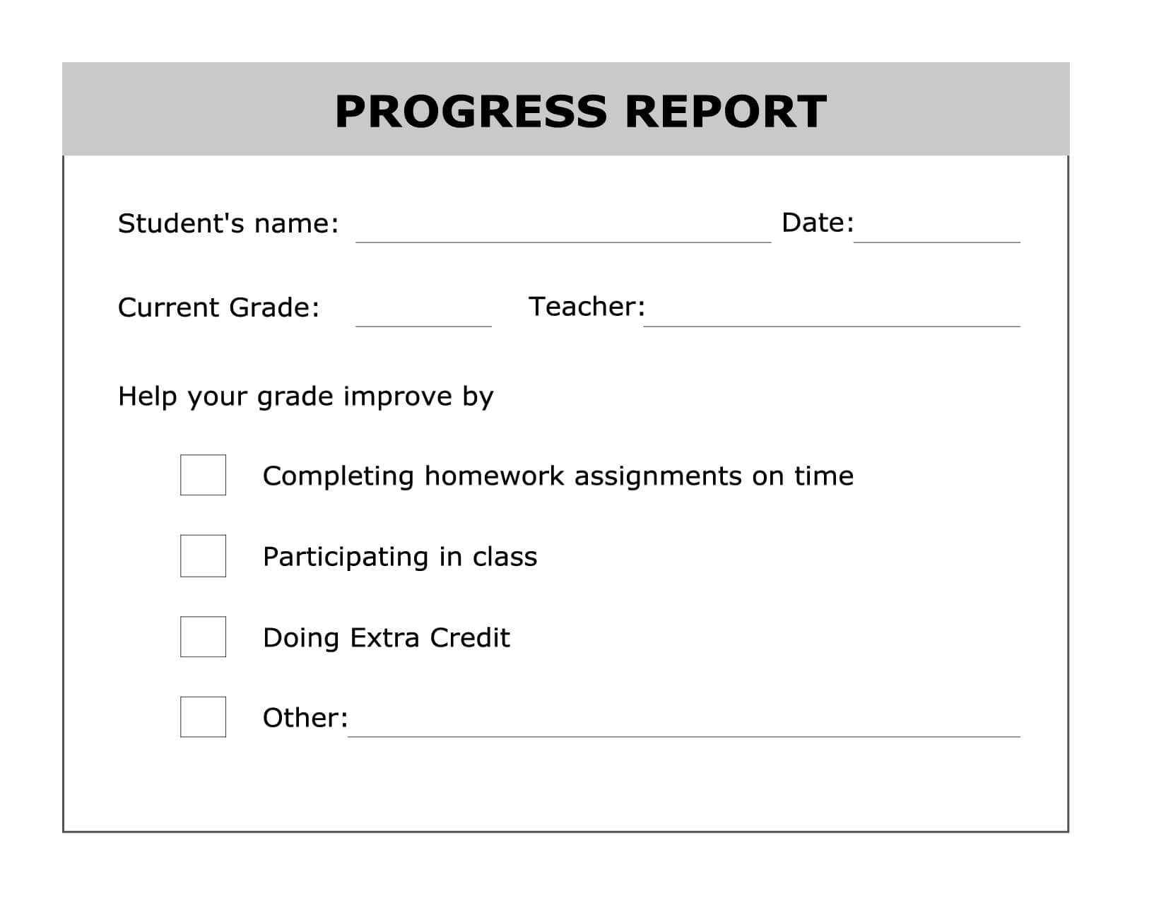 Printable Progress Report Template | Good Ideas | Progress In Student Progress Report Template