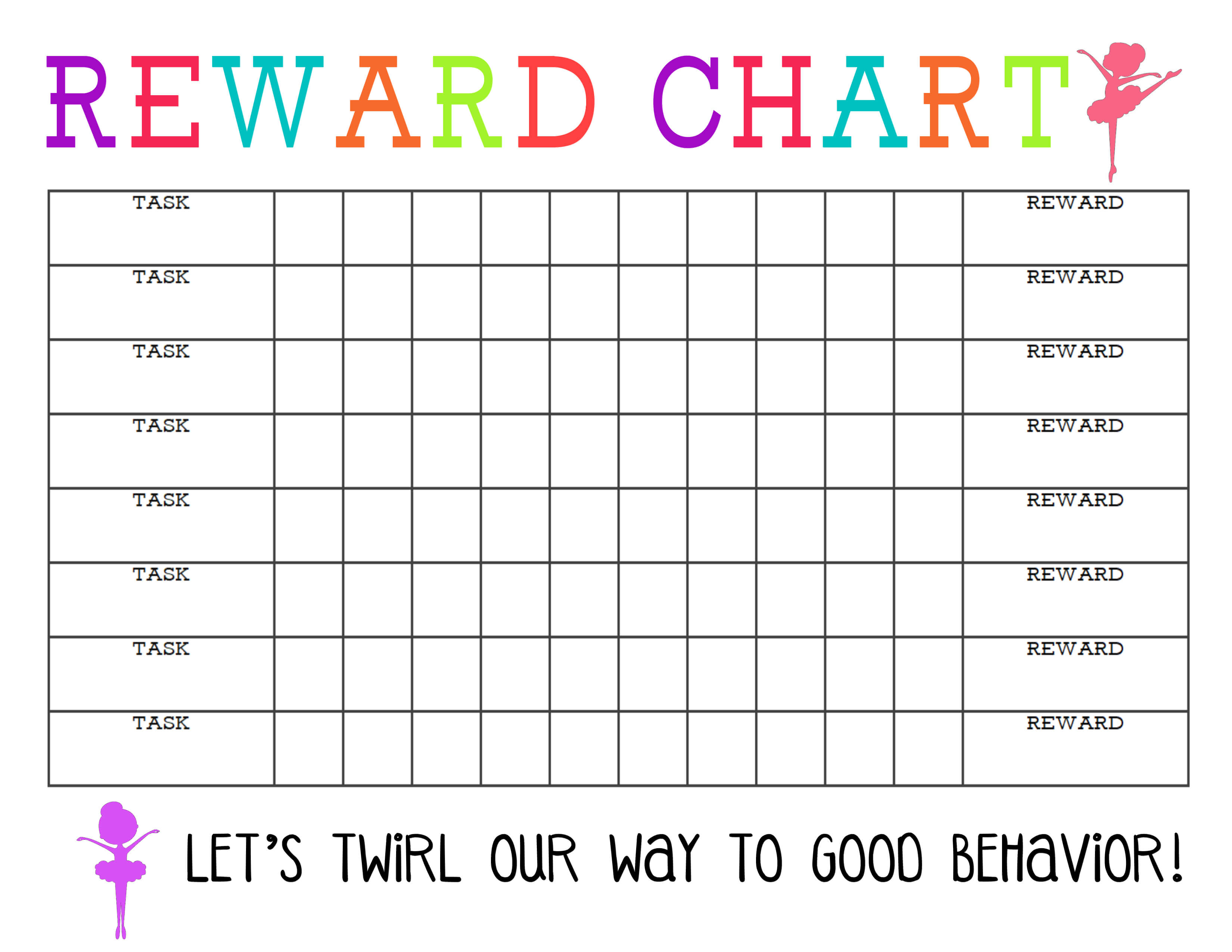 Printable Reward Chart – The Girl Creative With Regard To Blank Reward Chart Template