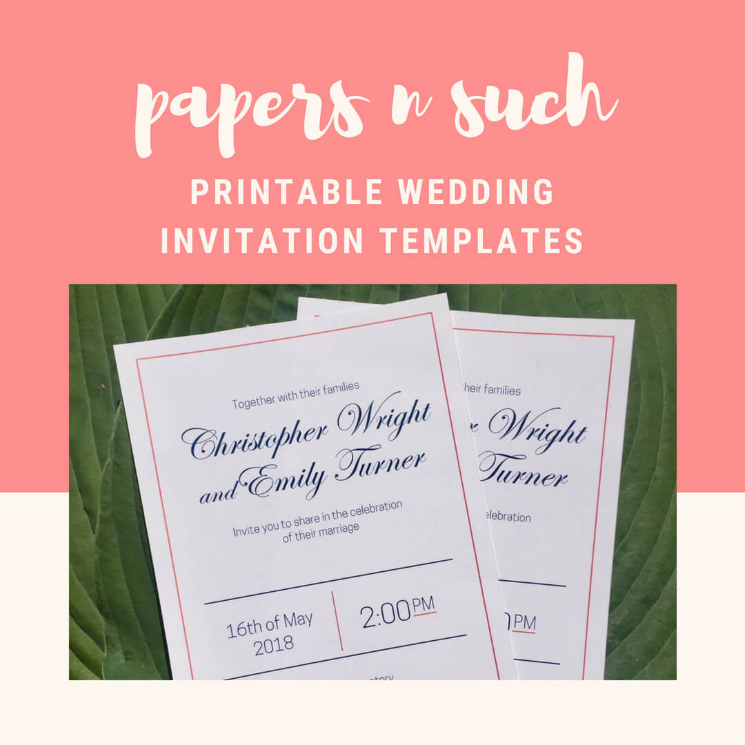 Printable Rsvp Card Template – Blue Coral – Harper (Instant With Regard To Free Printable Wedding Rsvp Card Templates
