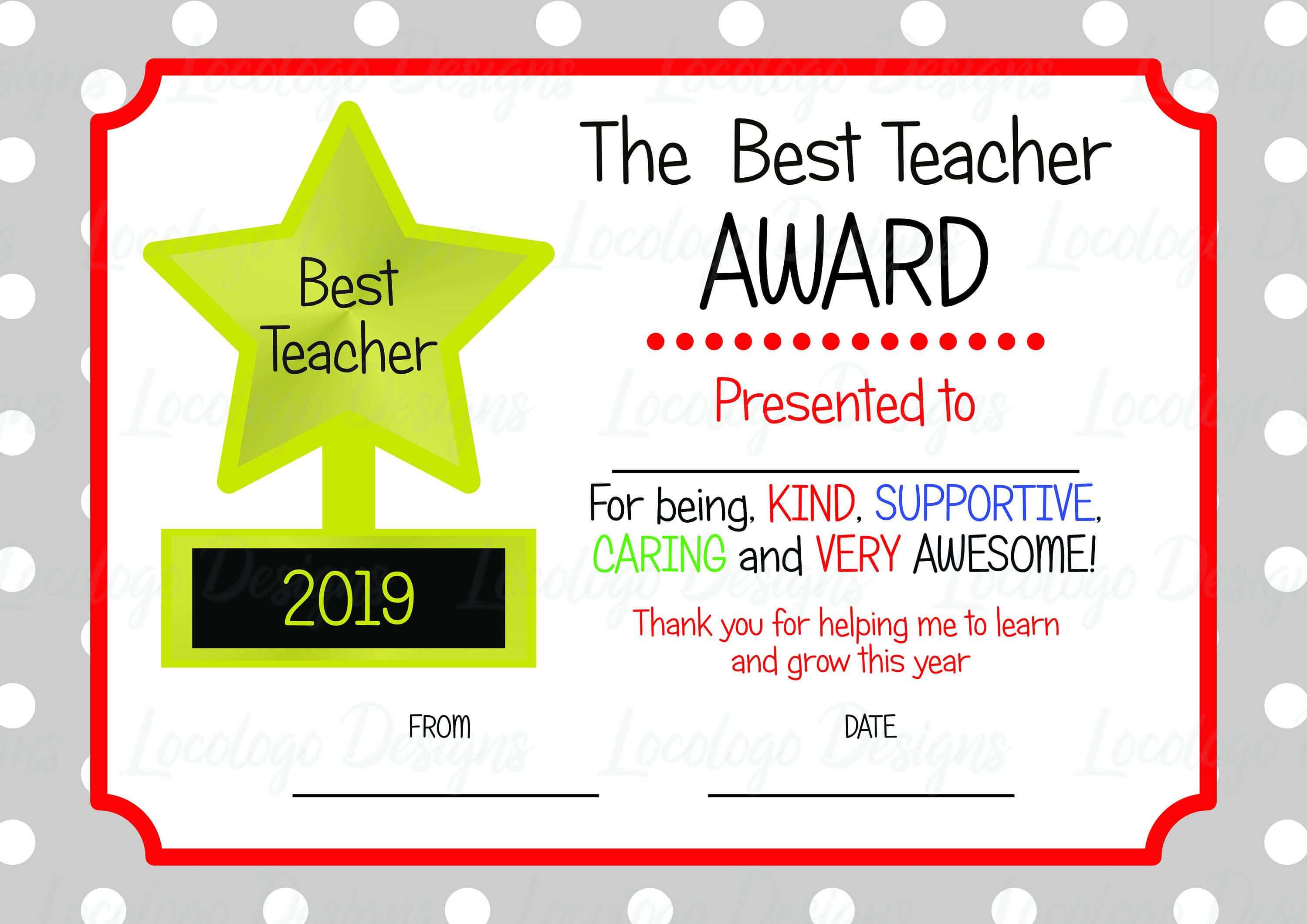 Printable Teacher Appreciation Certificate, Teacher Thankyou For Best Teacher Certificate Templates Free