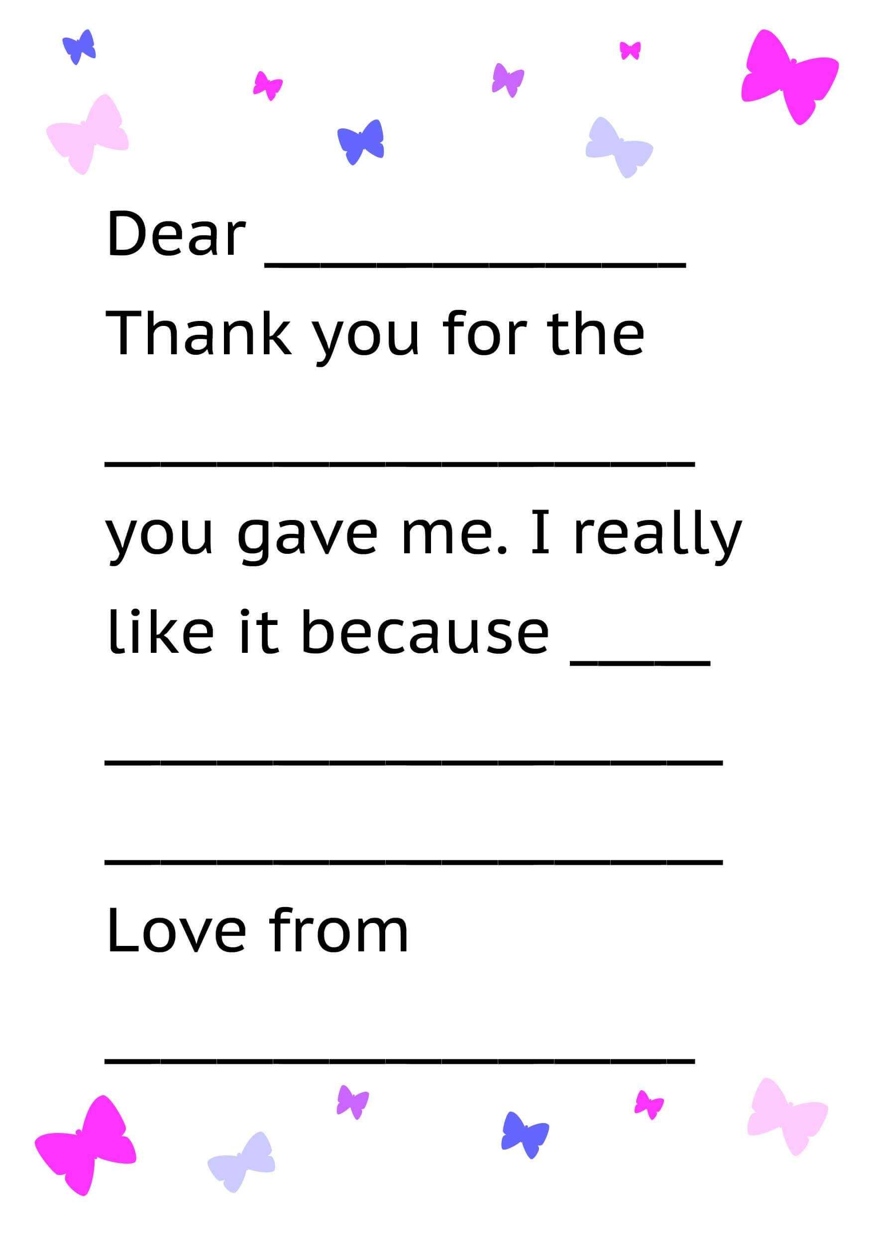 Printable Thank You Card Template For Kids | Letter Template Within Soccer Thank You Card Template