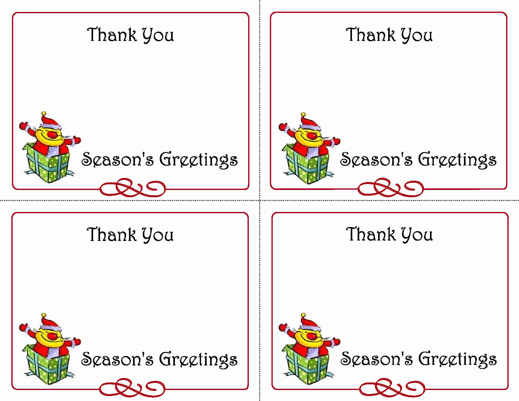 Printable Thank You Card Template Then 5 Best Of Printable In Christmas Thank You Card Templates Free