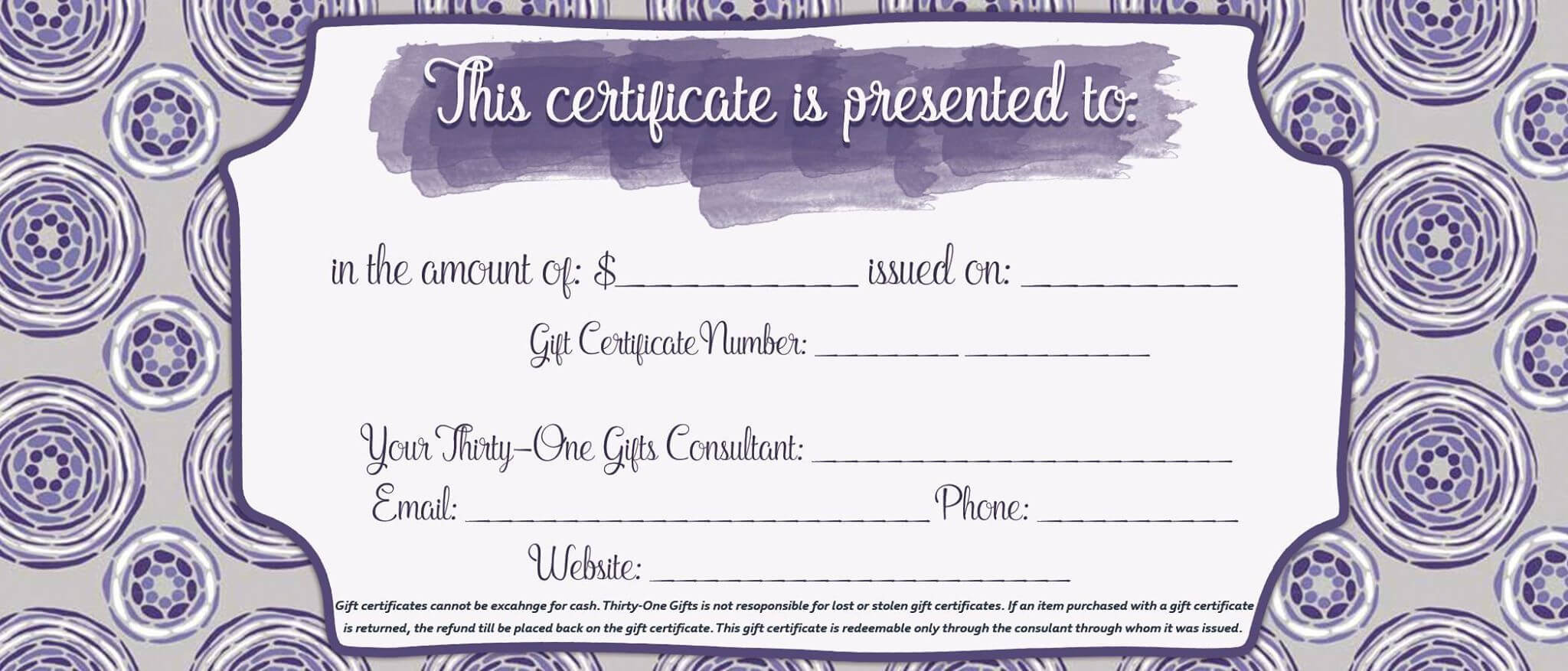 Printable Thirty One Gift Certificate For Your Thirty One Inside Massage Gift Certificate Template Free Printable