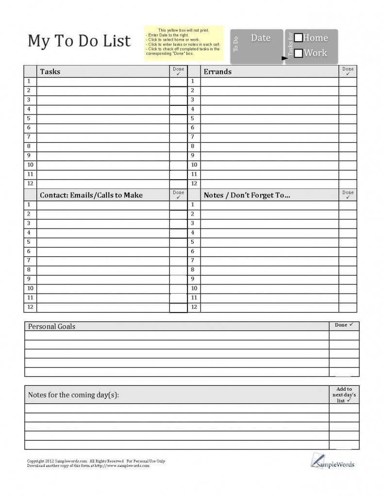 Printable To Do List - Pdf Fillable Form For Free Download Inside Blank Checklist Template Pdf