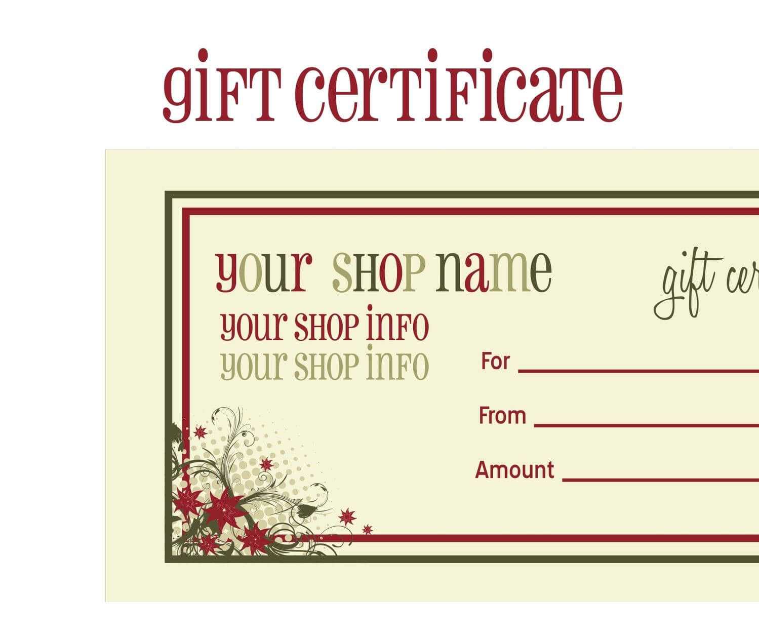 Printable+Christmas+Gift+Certificate+Template | Massage Pertaining To Massage Gift Certificate Template Free Printable