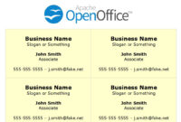 Printing Business Cards In Openoffice Writer within Business Card Template Open Office