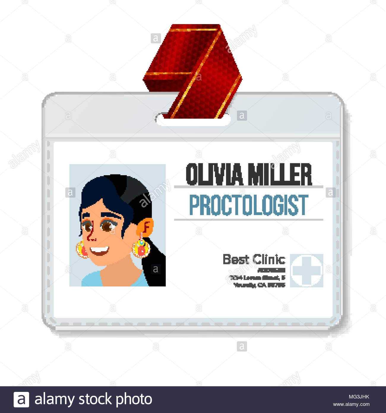 Proctologist Identification Badge Vector. Woman. Id Card Intended For Hospital Id Card Template