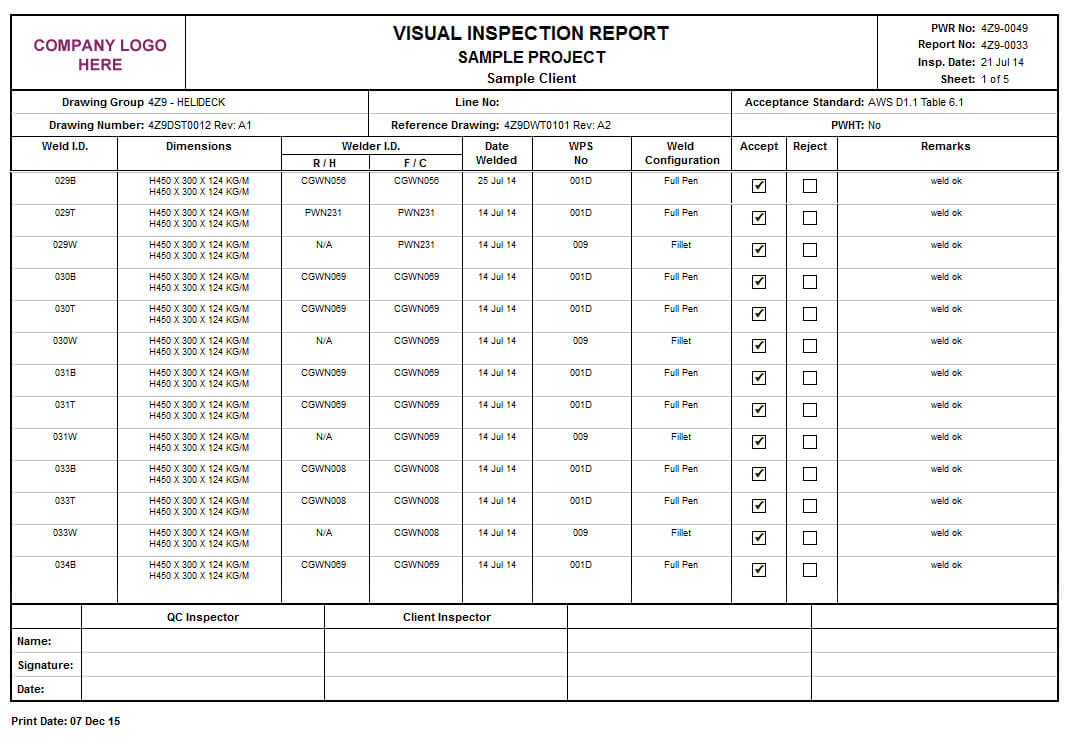 Product Detail With Regard To Welding Inspection Report Template