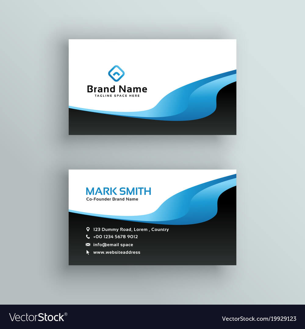 Professional Blue Wave Business Card Template Throughout Professional Name Card Template
