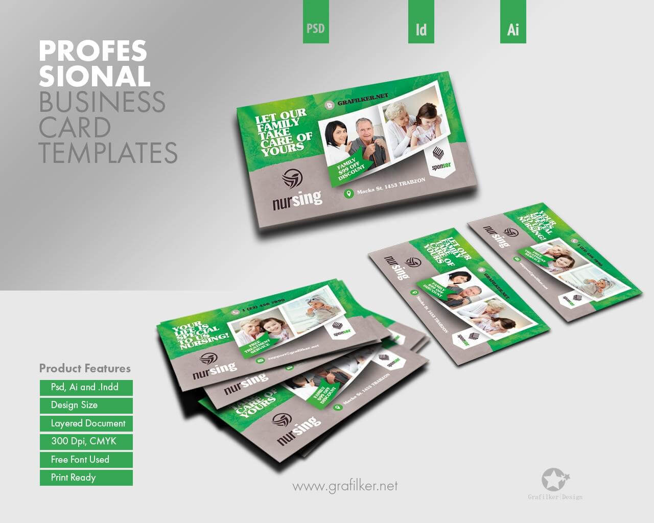Professional Business Card Templatesgrafilker On Envato Throughout Advertising Cards Templates
