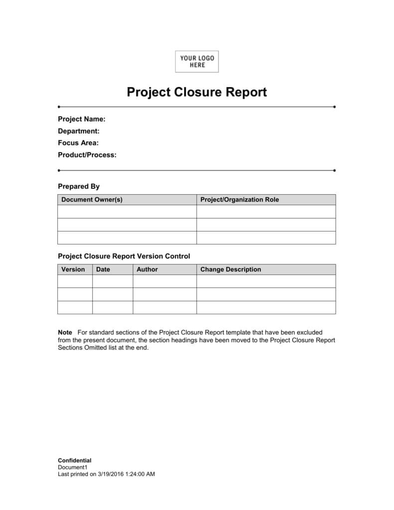Project Closure Report Regarding Closure Report Template
