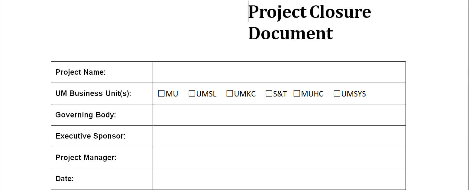 Project Closure Report Template For Closure Report Template