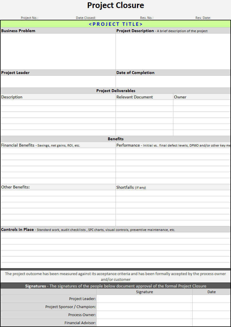 Project Closure Template | Continuous Improvement Toolkit With Regard To Project Closure Report Template Ppt