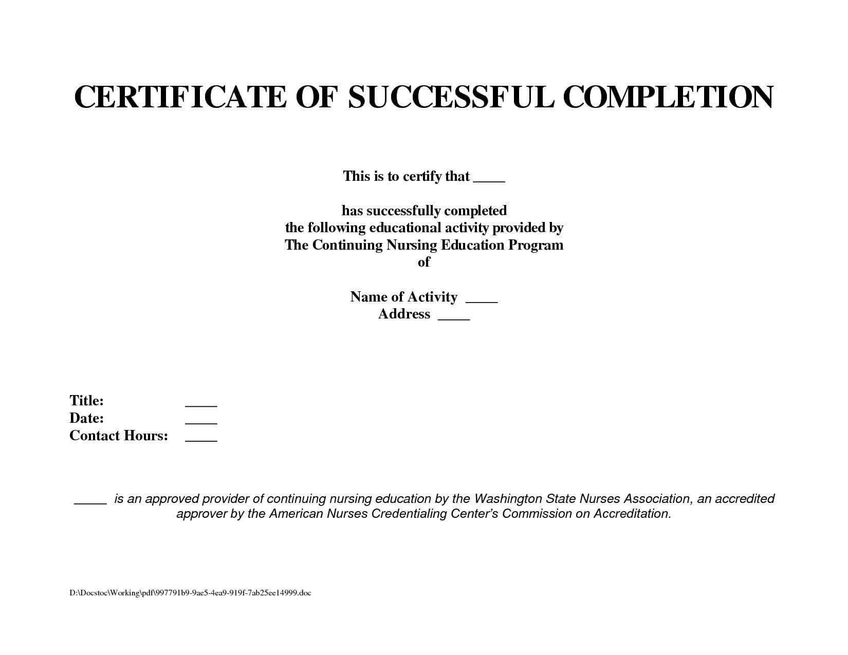 Project Completion Certificate Samples New Work Pletion Within Certificate Template For Project Completion