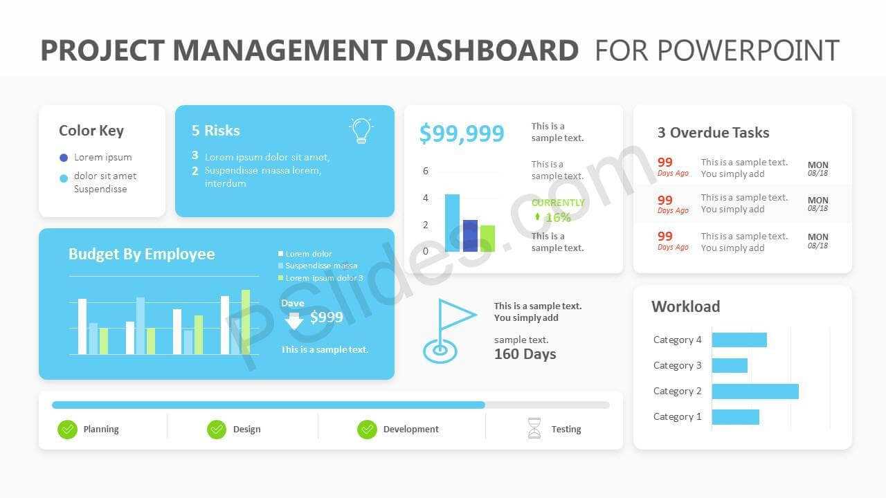 Project Management Dashboard Powerpoint Template – Pslides With Project Dashboard Template Powerpoint Free