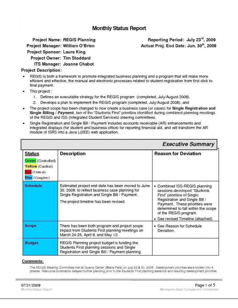 Project Management Office Report Sample Example Material Doc Pertaining To It Management Report Template