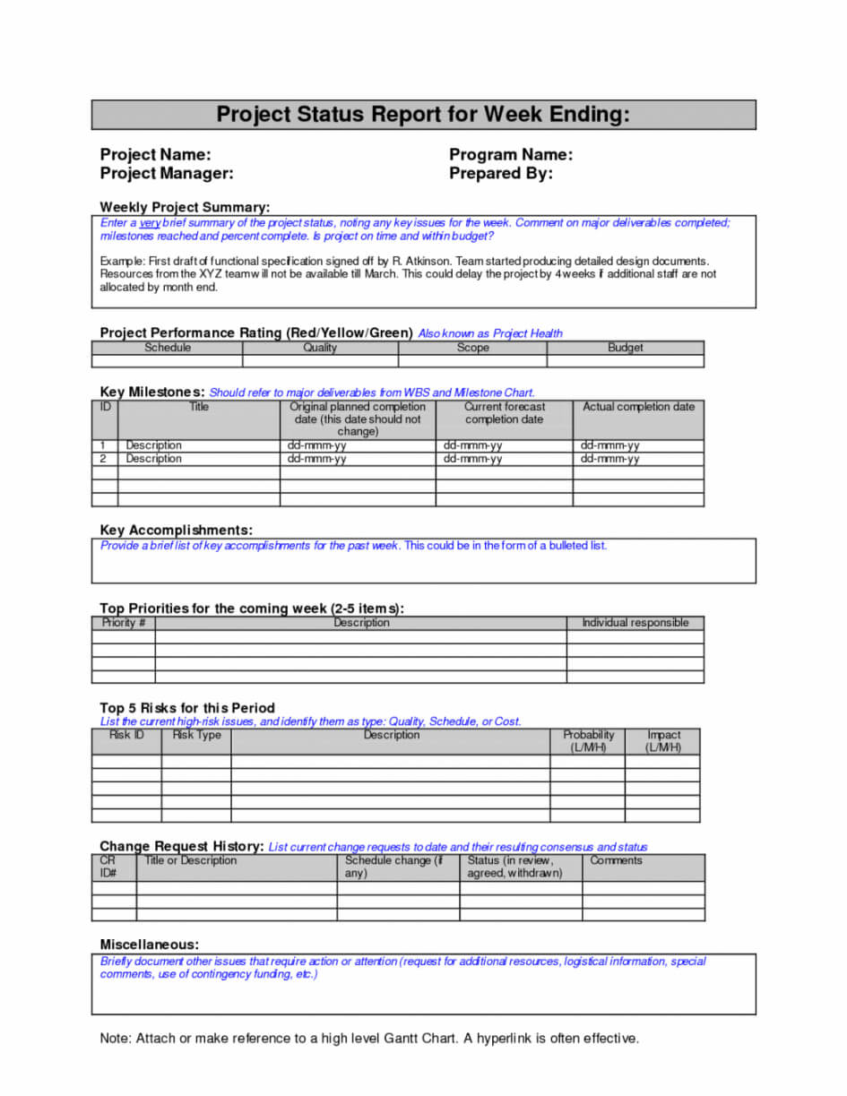 Project Management. Project Management Report Template Within Weekly Progress Report Template Project Management