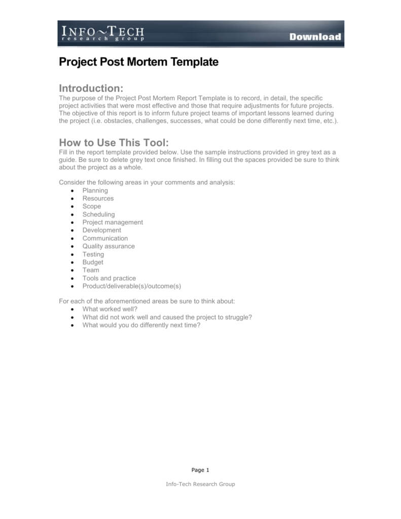 Project Post Mortem Template In Post Mortem Template Powerpoint