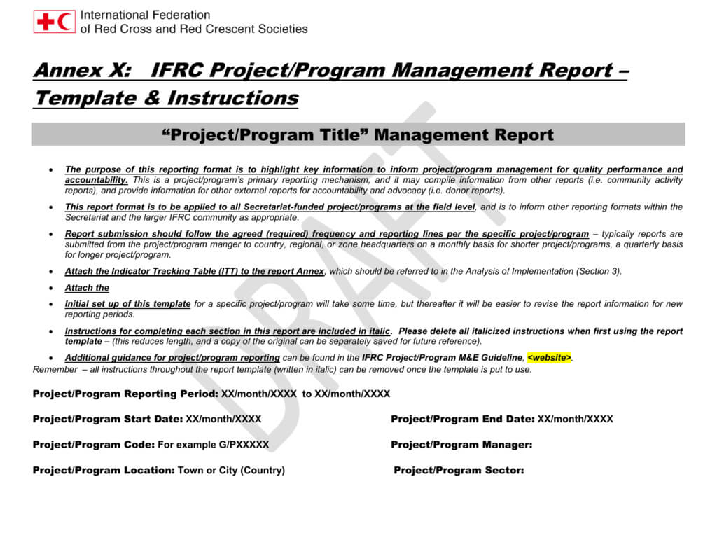 Project/programme Report Template With M&amp;e Report Template