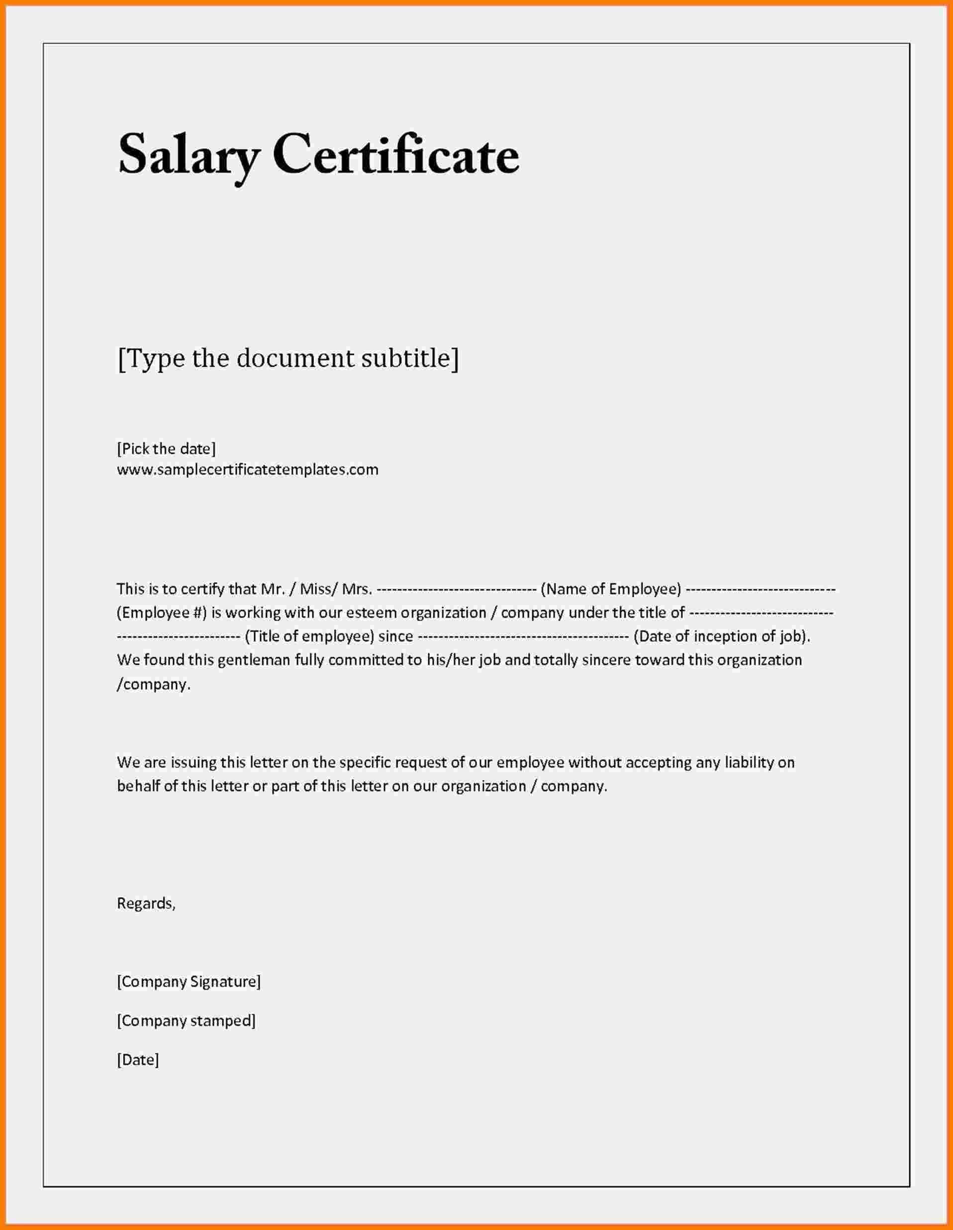Proof Of Employment And Salary Letter Template Examples Intended For Certificate Of Employment Template