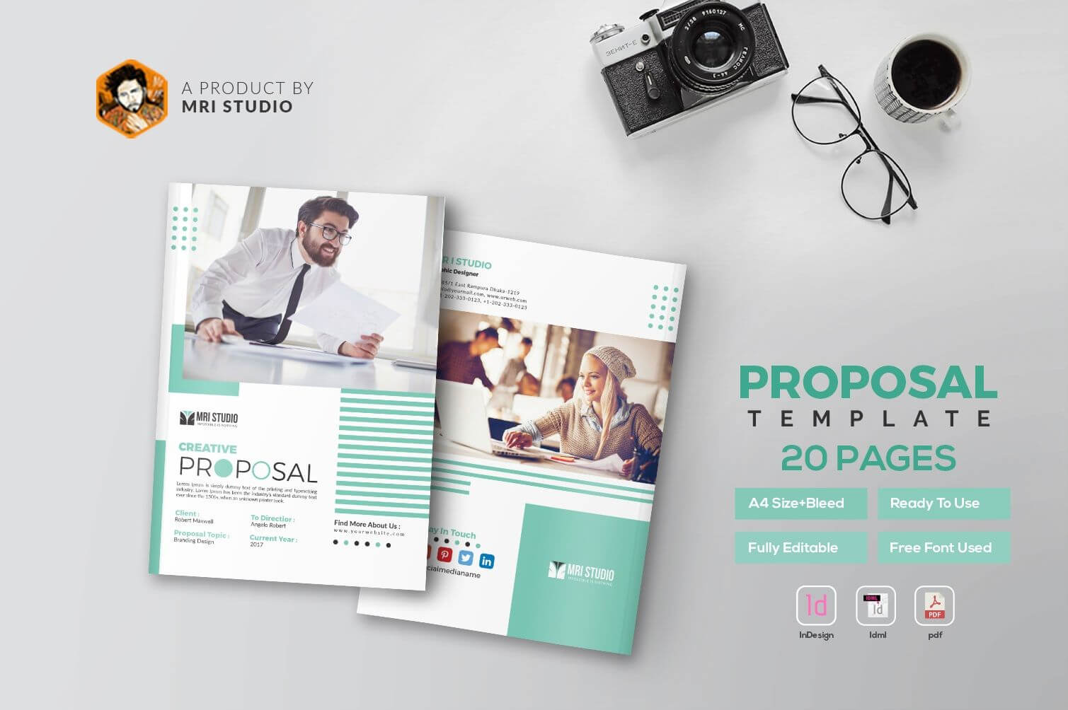 Proposal Features: 20 Pages And 2 Team Member Page Layout With Membership Brochure Template