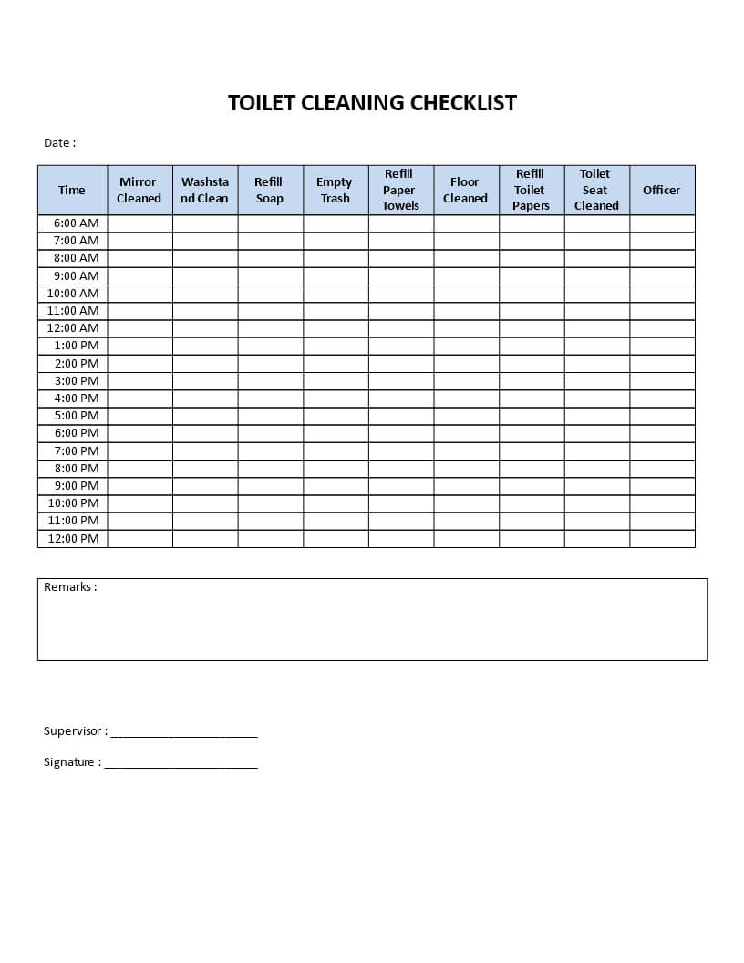 Public Restroom Cleaning Checklist | Templates At In Blank Cleaning Schedule Template