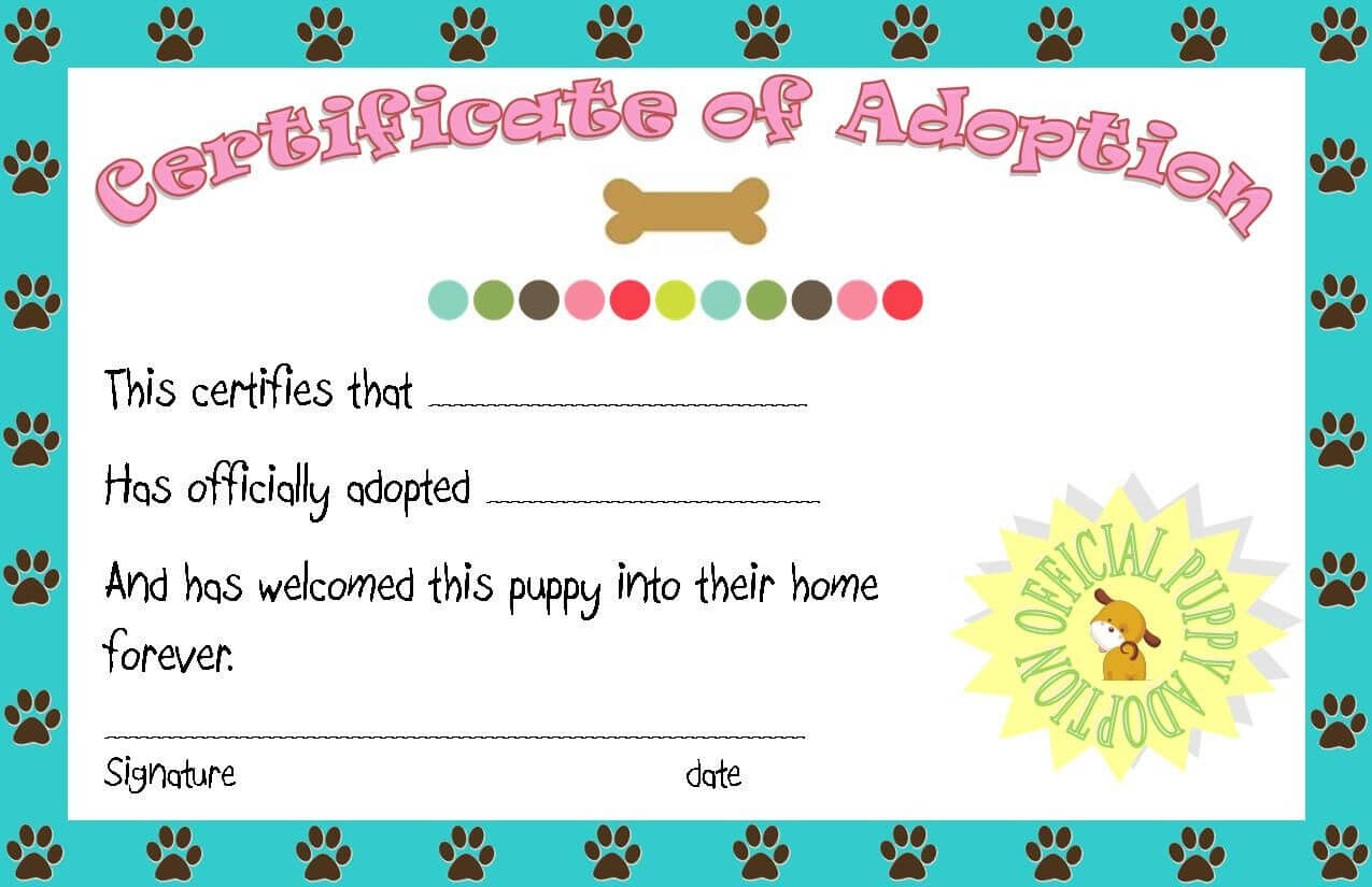 Puppy Party Adoption Certificate Printable | Angie | Puppy Pertaining To Toy Adoption Certificate Template
