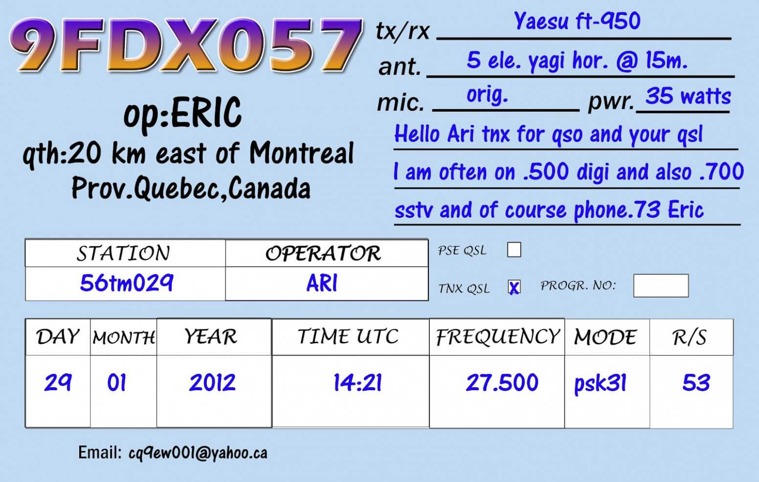 Qsl Card Template 650*413 – Download Our Sample Of Qsl Card With Qsl Card Template