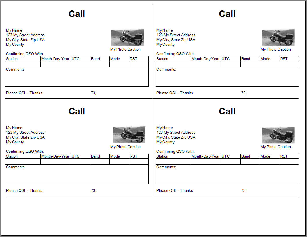 Qsl Cards From Excel Spreadsheet Within Qsl Card Template
