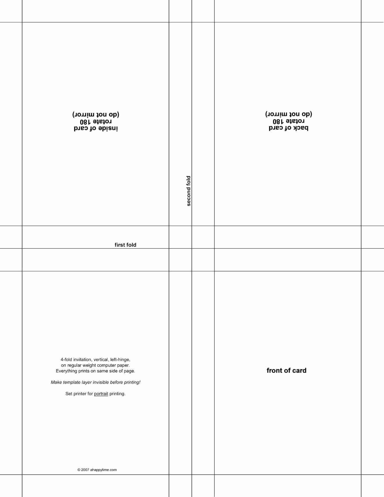 Quarter Fold Card Template Word Inside Half Fold Card Template