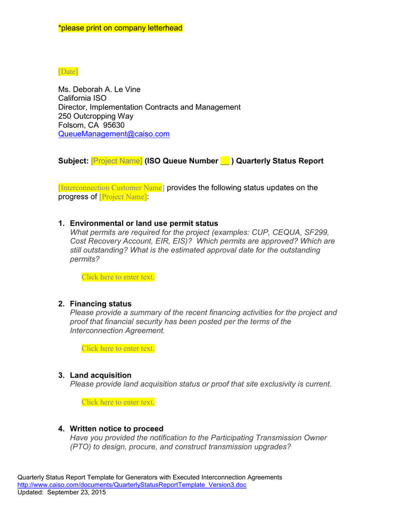 Queue Management Quarterly Status Report Template Regarding Implementation Report Template