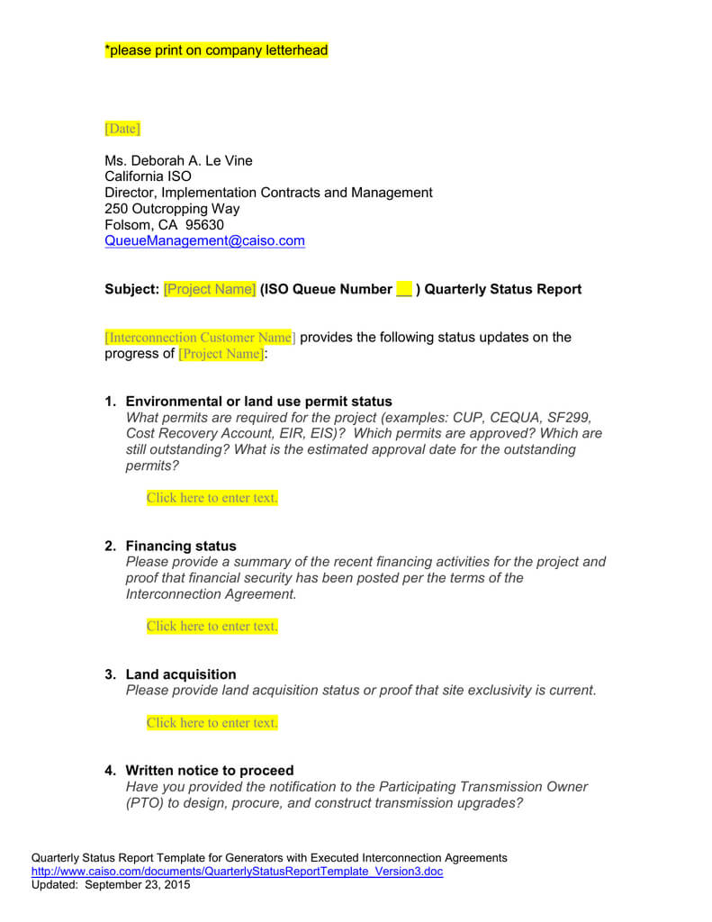 Queue Management Quarterly Status Report Template With Project Implementation Report Template