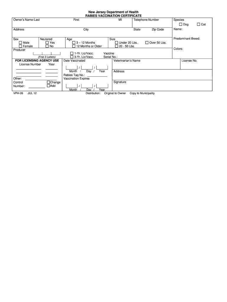 Rabies Vaccination Certificate – Fill Online, Printable In Dog Vaccination Certificate Template