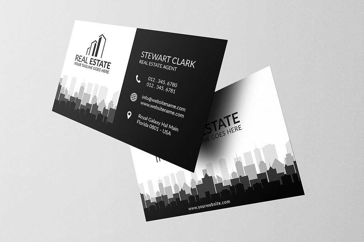 Real Estate Business Card Template #full#bleed#print#ready With Real Estate Agent Business Card Template