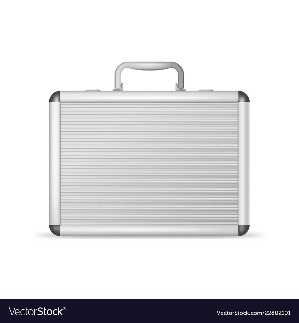 Realistic 3D Detailed Blank Aluminum Suitcase With Blank Suitcase Template