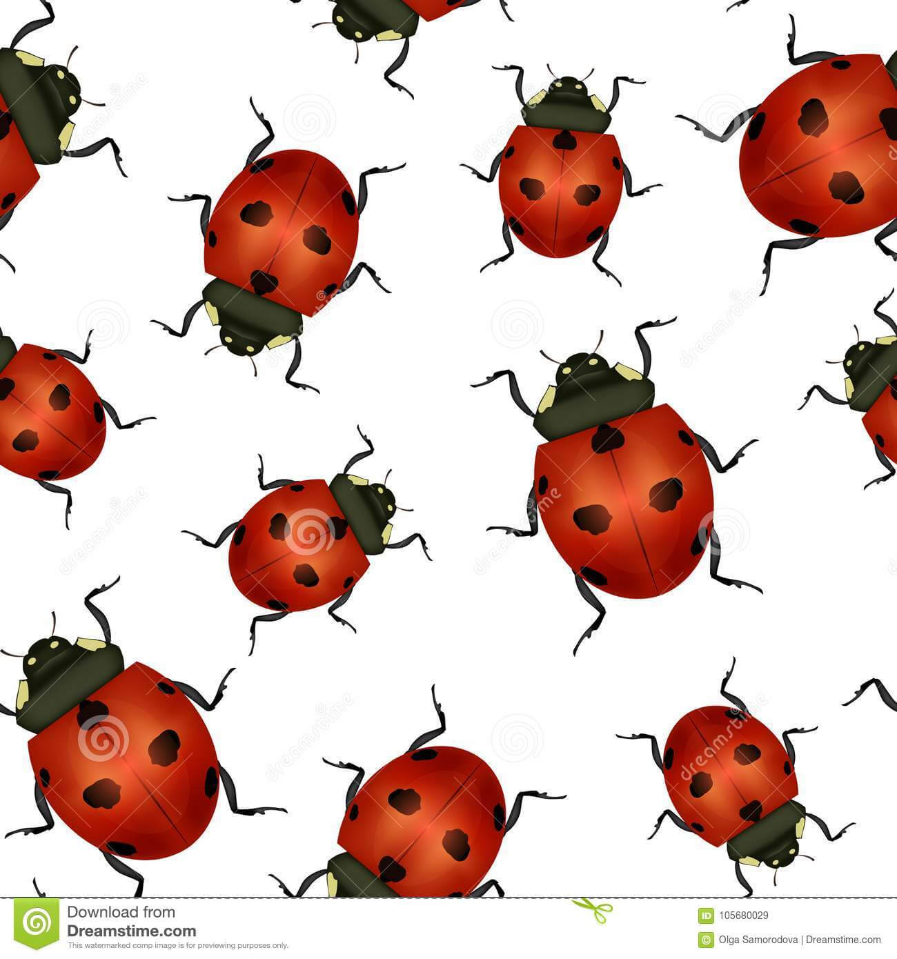Realistic Detailed Insect Ladybug Seamless Pattern Regarding Blank Ladybug Template
