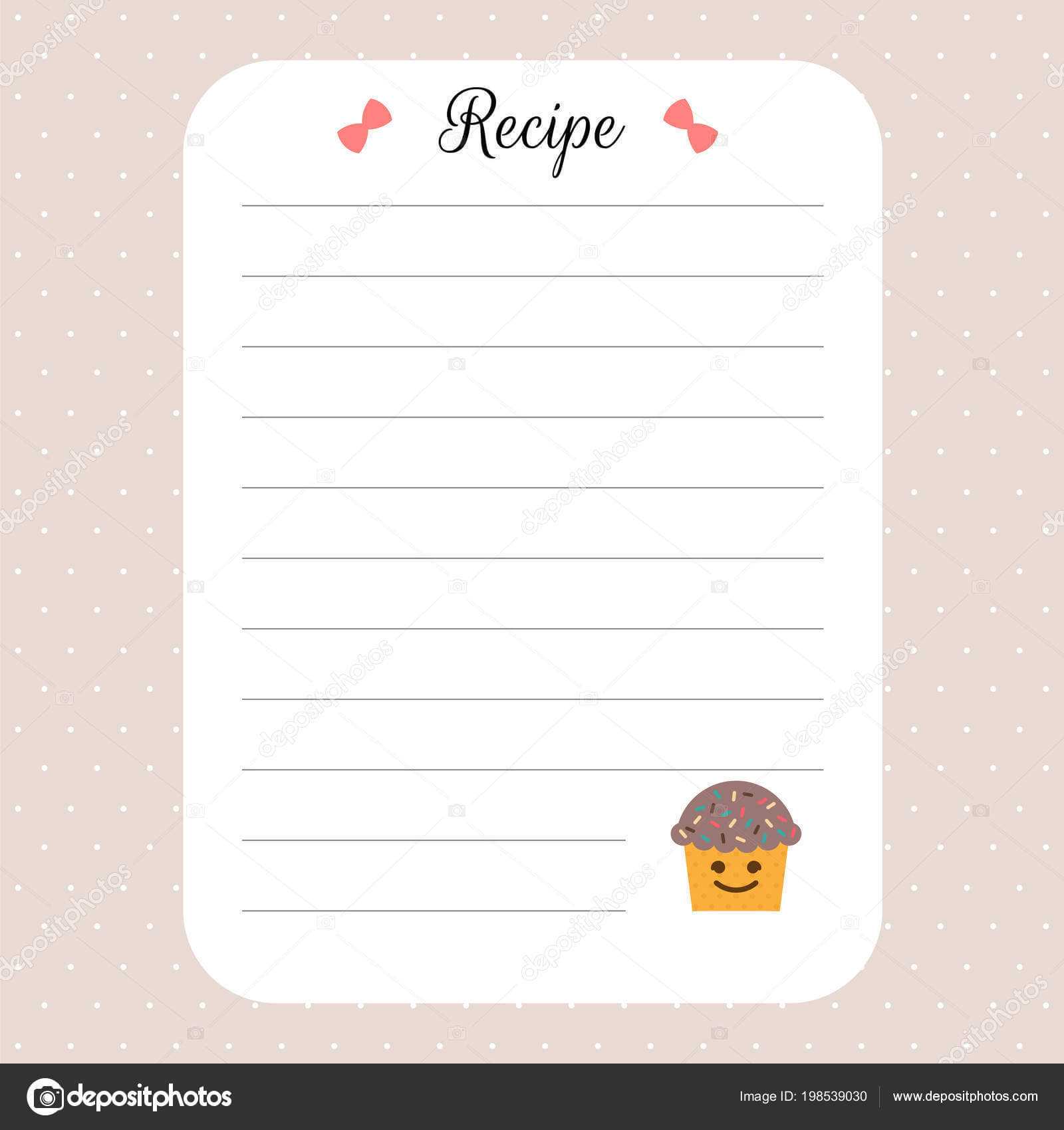 Recipe Card Template Cookbook Template Page Restaurant Cafe Intended For Restaurant Recipe Card Template