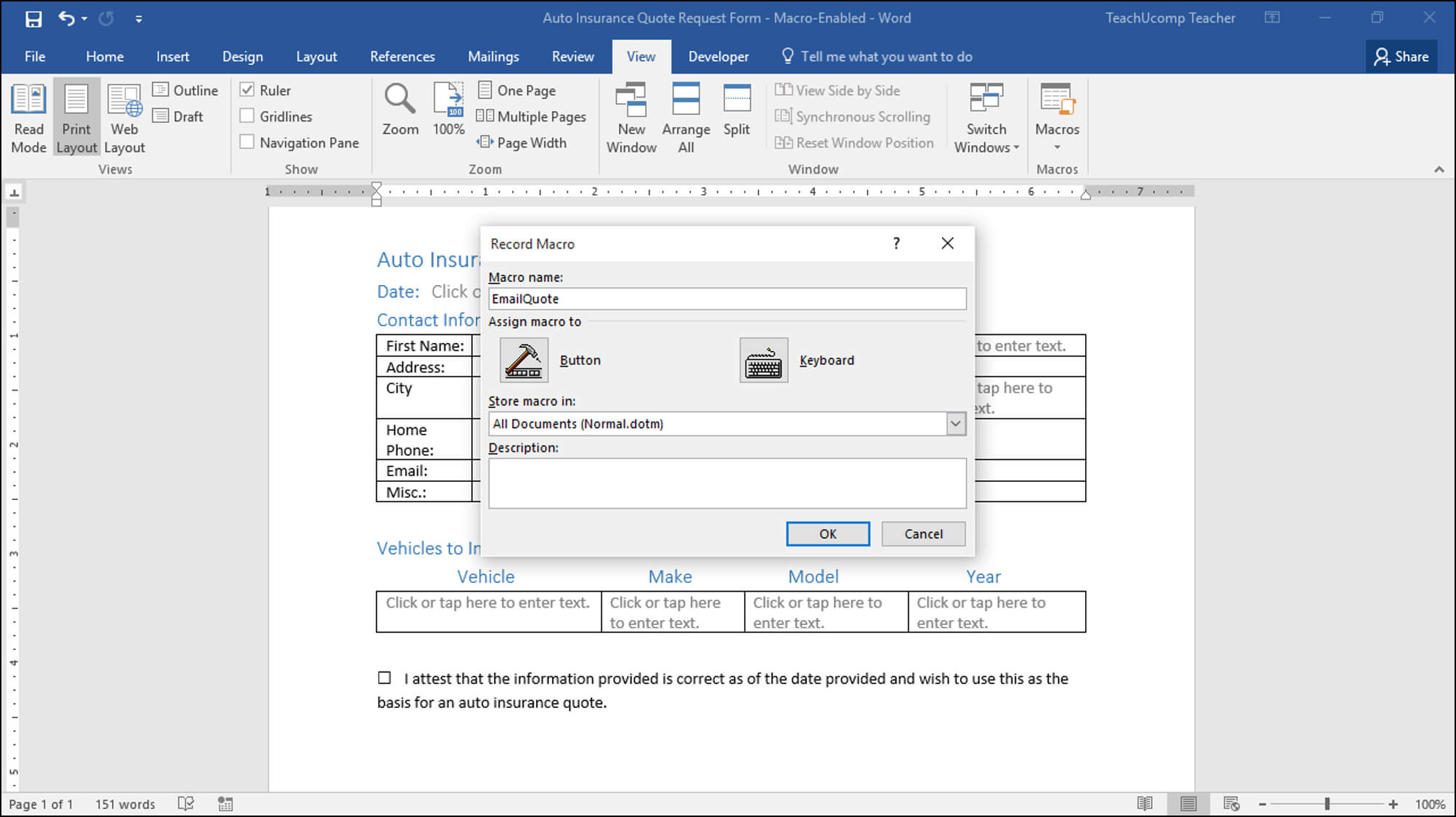 Record A Macro In Word – Instructions And Video Lesson With Word Macro Enabled Template