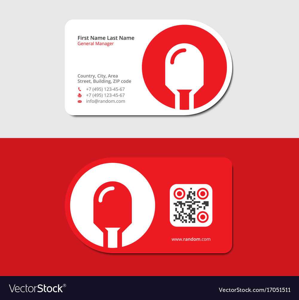 Red Business Card With Led Icon And Qr Code Pertaining To Qr Code Business Card Template