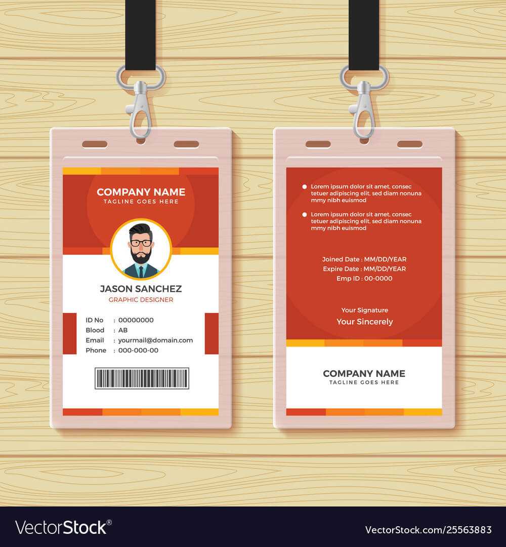 Red Employee Id Card Design Template Within Template For Id Card Free Download