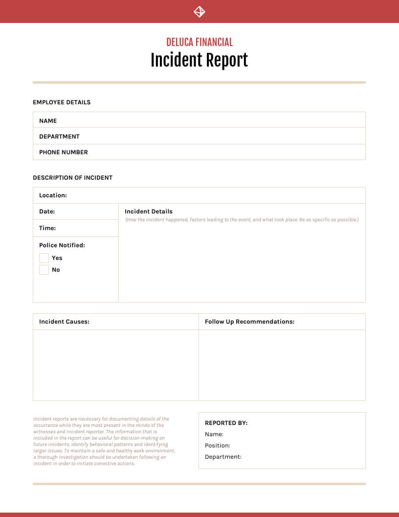 Red Incident Report Template For What Is A Report Template