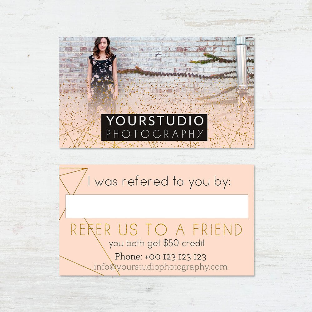 Referral Card Template | Pastel Greetings Inside Photography Referral Card Templates
