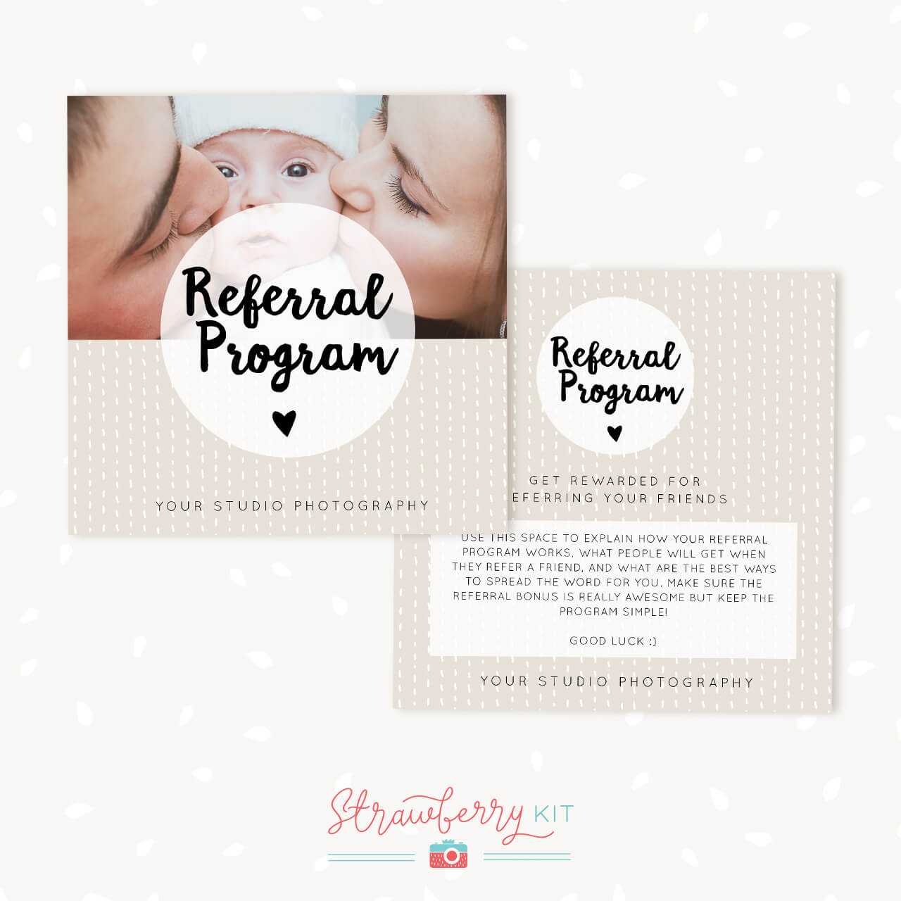 Referral Cards Photoshop Template – Strawberry Kit With Photography Referral Card Templates