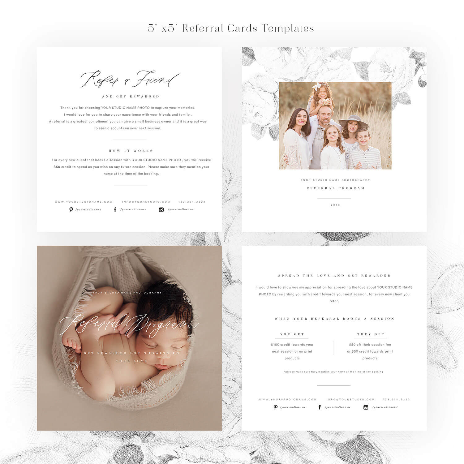 Referral Love 5×5 Card Templates Throughout Photography Referral Card Templates