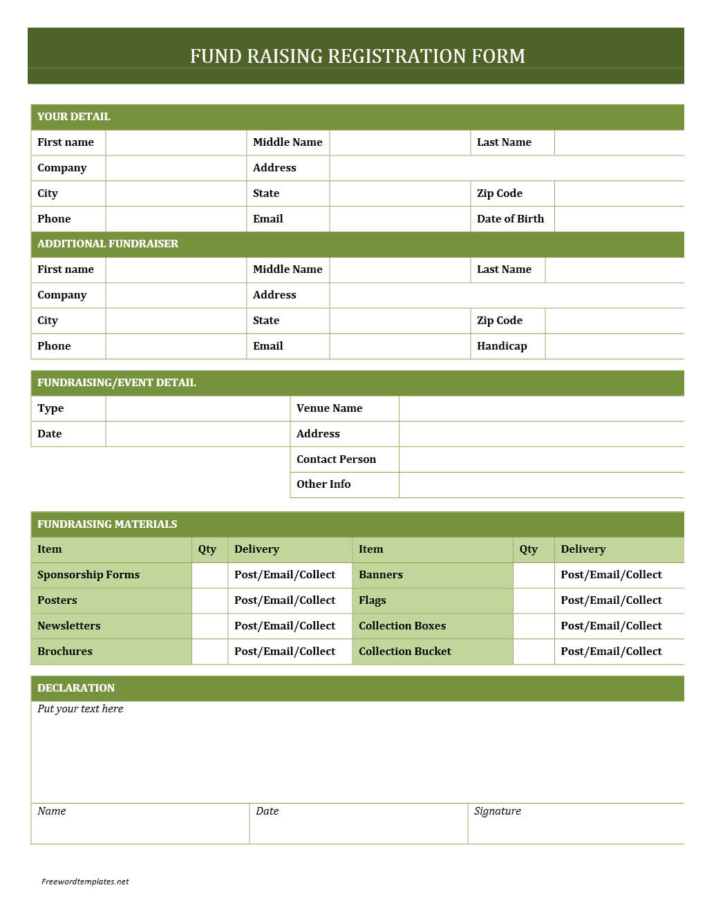 Registration Form Template Word Free – Atlantaauctionco Throughout Registration Form Template Word Free