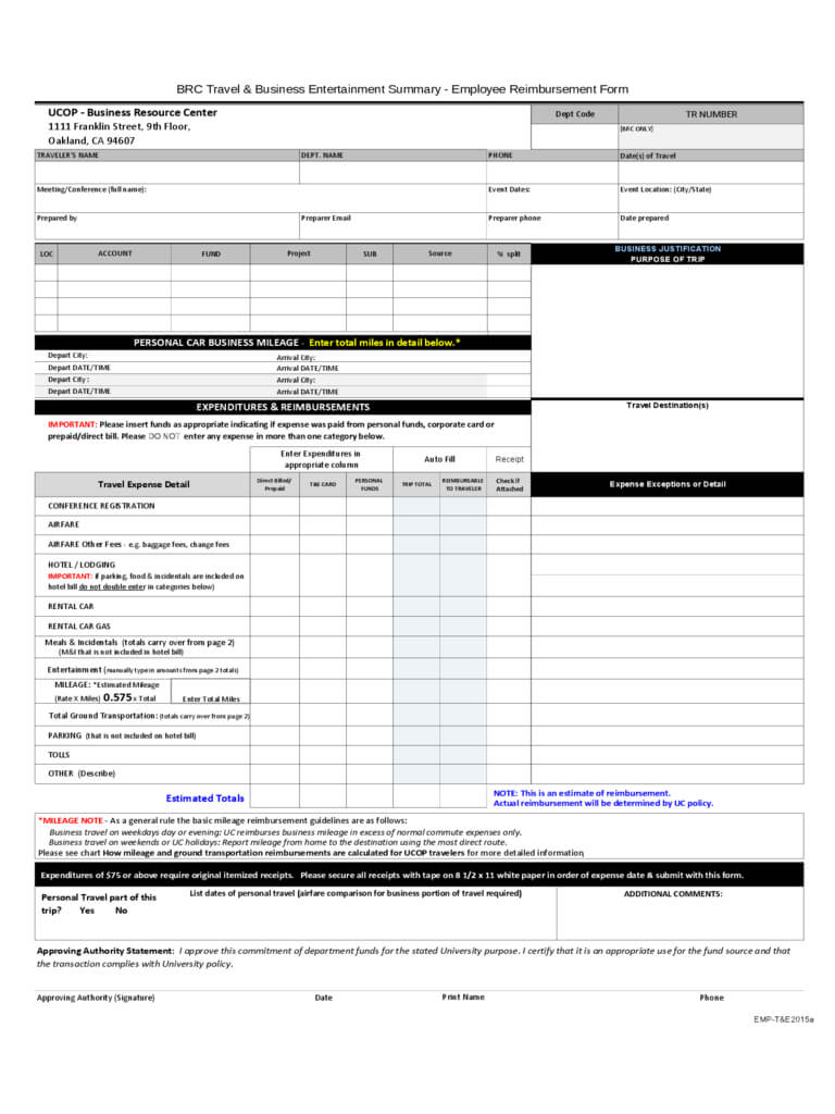 Reimbursement Form – 12 Free Templates In Pdf, Word, Excel With Reimbursement Form Template Word