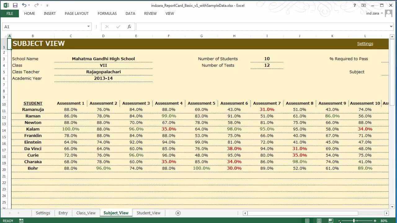 Report Card (Basic) – Excel Template Intended For Result Card Template